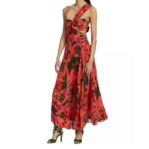Farm Rio Blooming Garden Orange Maxi Dress Size XS